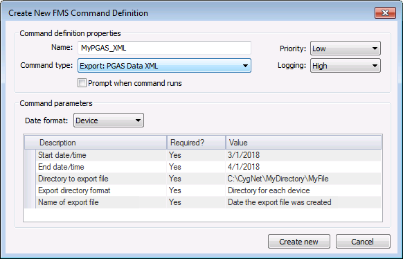 Create New FMS Command Definition